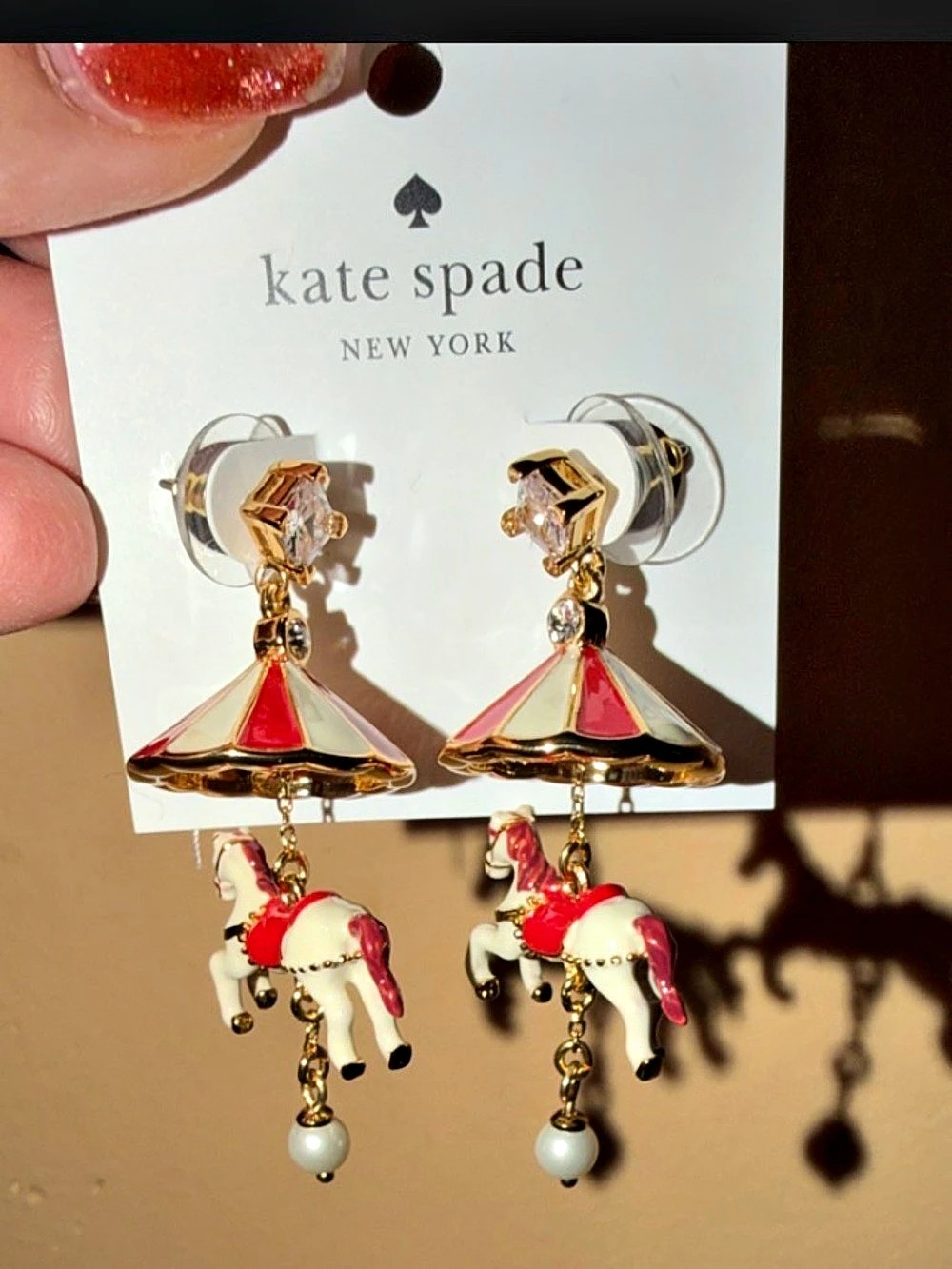 kate spade new york Winter Wonderland Carousel Statement Earrings Horse Carousel